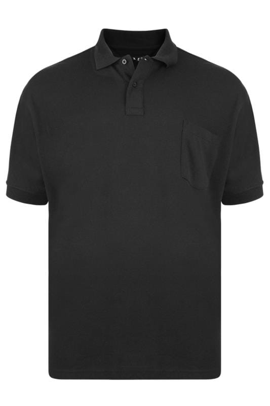 KAM Big & Tall Black Pocket Polo Shirt 2