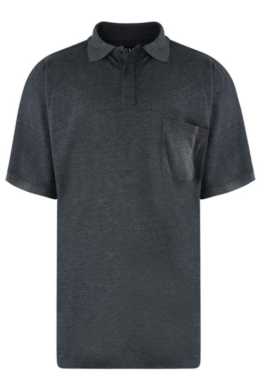 KAM Big & Tall Charcoal Grey Pocket Polo Shirt 2