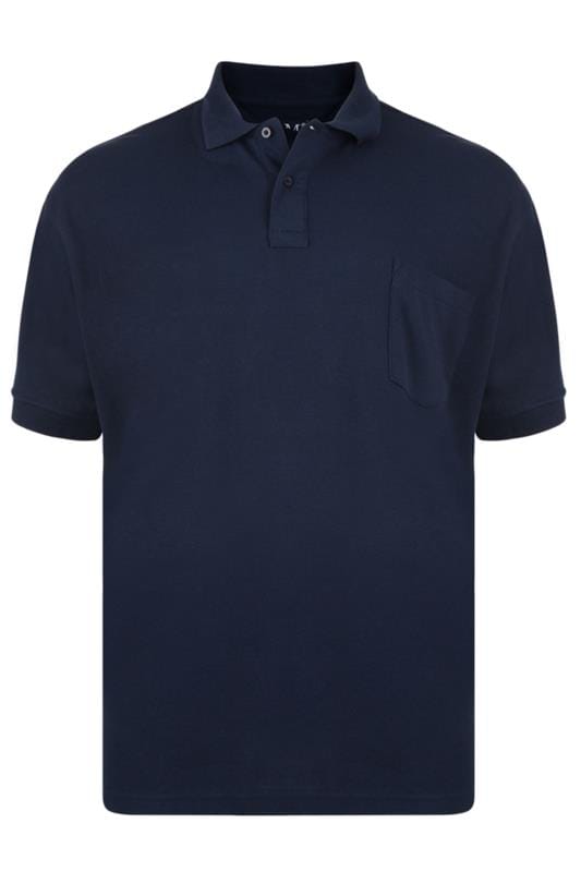 KAM Big & Tall Navy Blue Pocket Polo Shirt 2