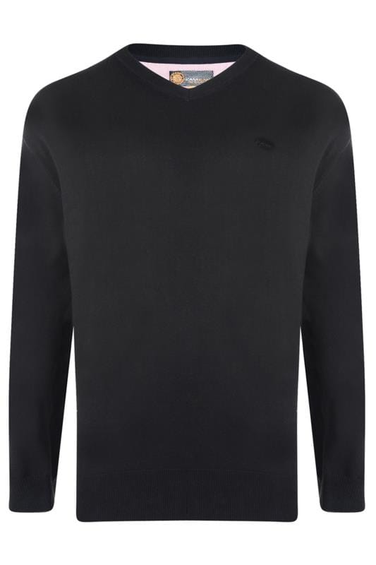 Men's Jumpers KAM Black Long Sleeve Knitted Jumper