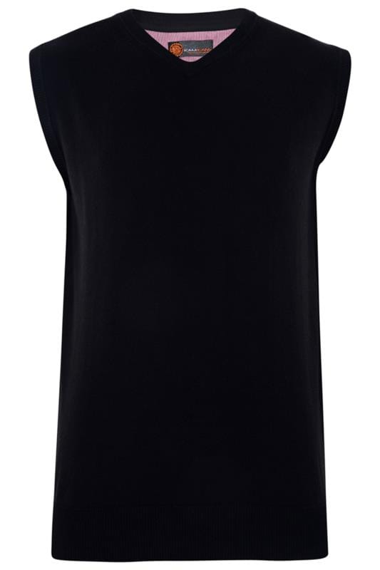 Jumpers dla puszystych KAM Black Sleeveless Knitted Jumper