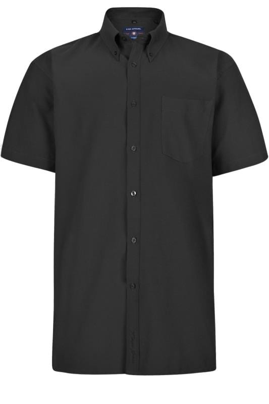 KAM Black Oxford Short Sleeve Shirt_95fc.jpg