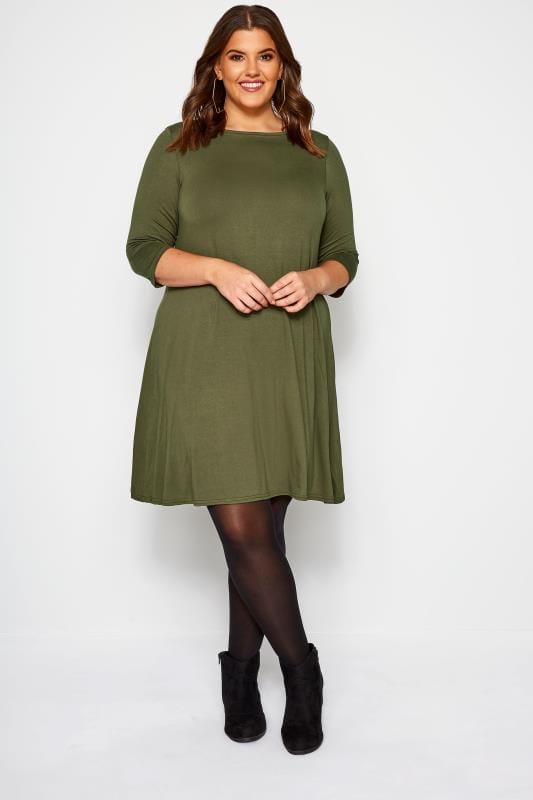 khaki swing dress