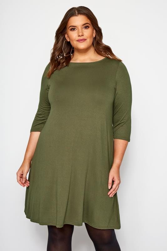 khaki swing dress