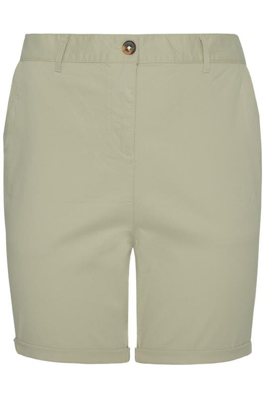 Khaki Twill Stretch Shorts | Sizes 16 to 36 | Yours Clothing