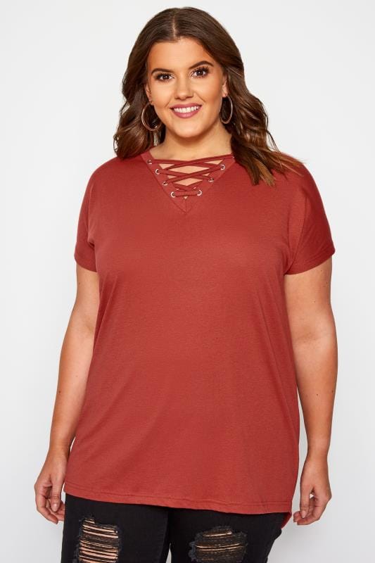 lace up v neck top