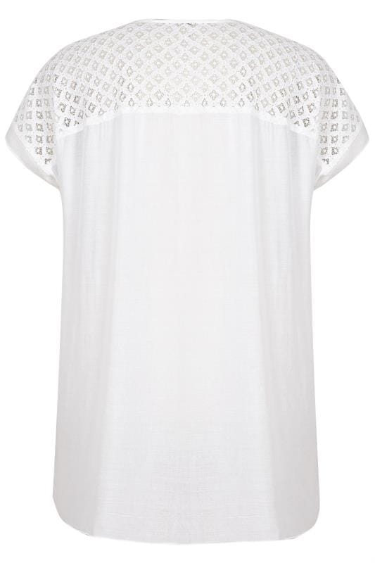 White Embroidered Sequin Blouse | Plus Sizes 16 to 36 | Yours Clothing