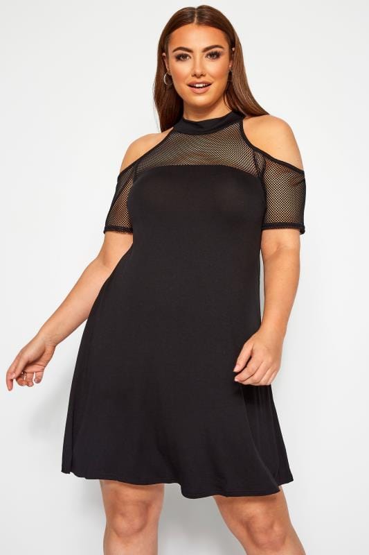 black fishnet dress plus size