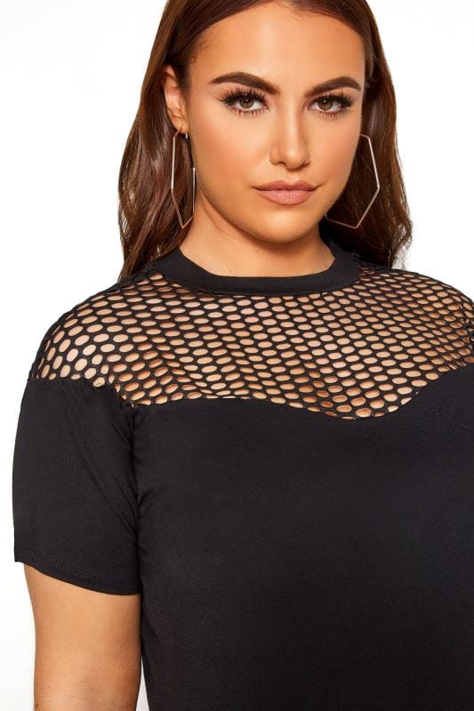 LIMITED COLLECTION Curve Black Fishnet Insert Top 4