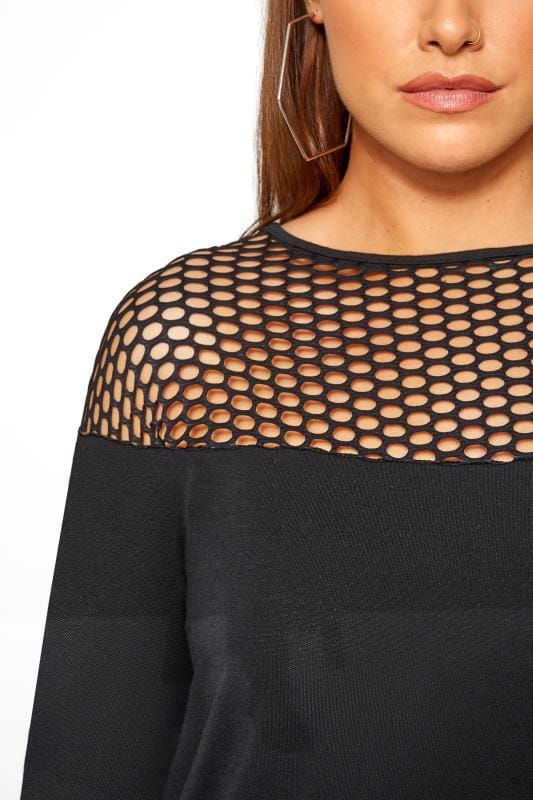 LIMITED COLLECTION Black Fishnet Panel Sweatshirt | Yours Clothing 4