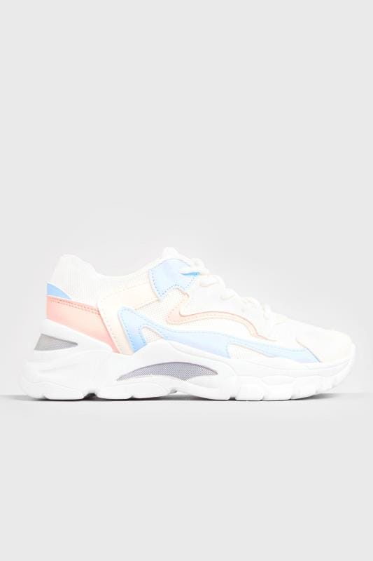 White Pastel Sporty Chunky Trainers 