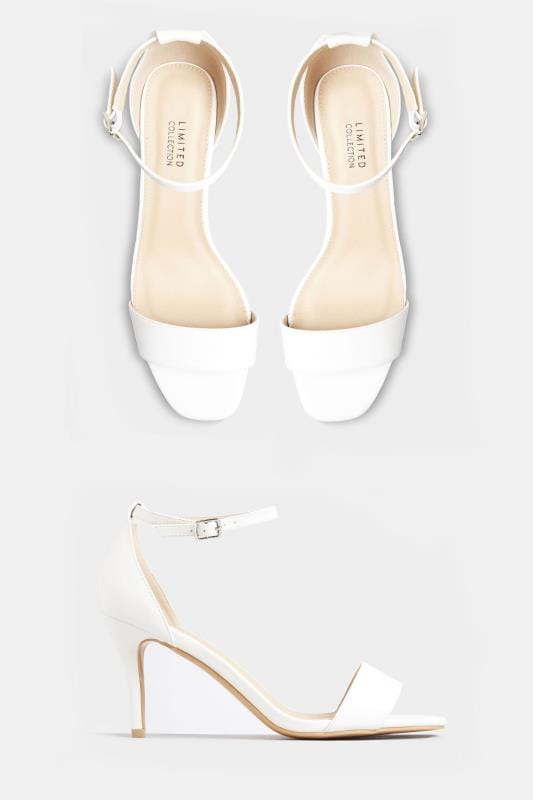 White Strappy Heels In Extra Wide Fit 