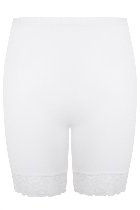 white lace trim cycling shorts
