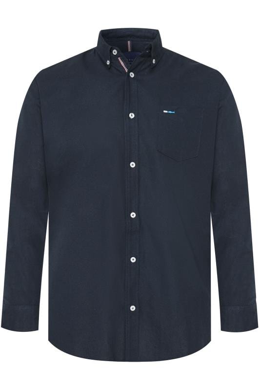 Plus Size Smart Shirts BadRhino Navy Cotton Long Sleeved Oxford Shirt