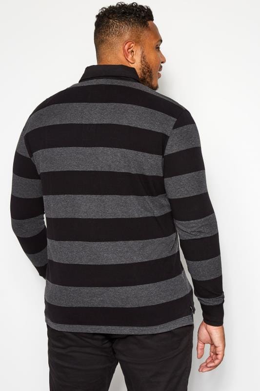 BadRhino Big & Tall Black and Grey Stripe Polo Shirt 3