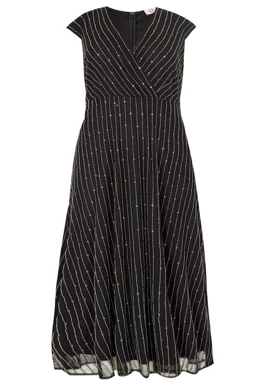 LUXE Black Wrap Over Embellished Maxi Dress, Plus size 16 to 32 | Yours ...