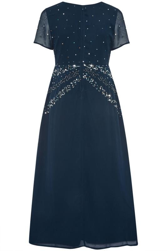 navy embellished maxi dress