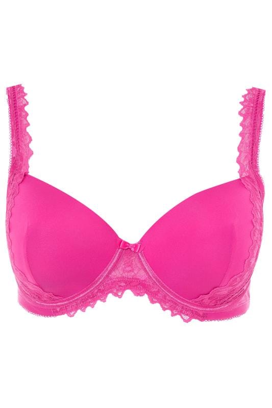Hot Pink Lace Underwired Moulded Bra 3
