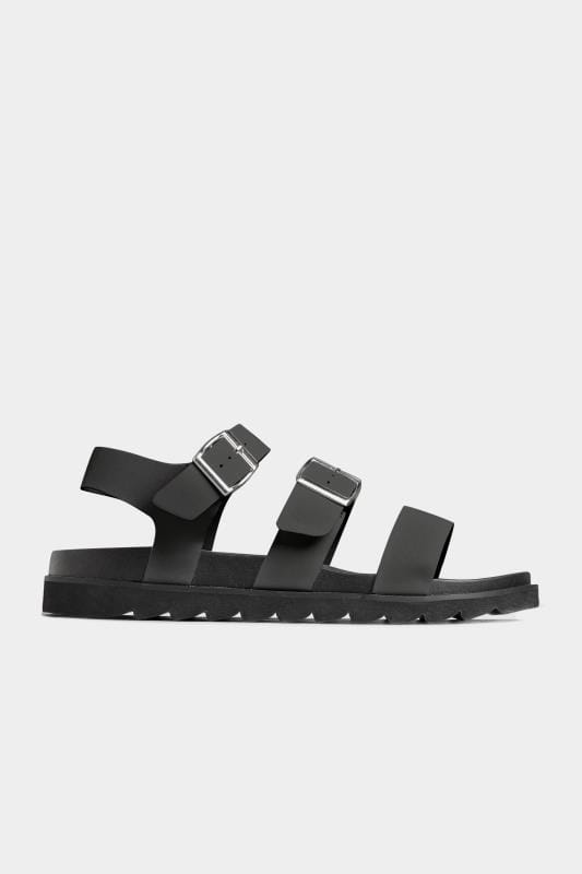 LIMITED COLLECTION Black Footbed Buckle Sandals In Extra Wide EEE Fit 3