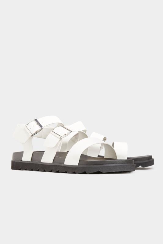 LIMITED COLLECTION White Footbed Buckle Sandals In Extra Wide Fit ...