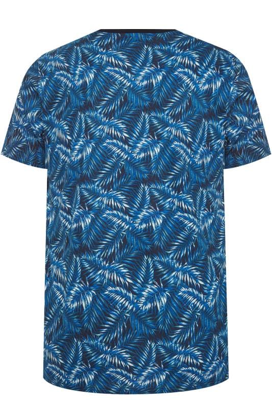 BadRhino Big & Tall Blue Tropical Leaf Print T-Shirt 5