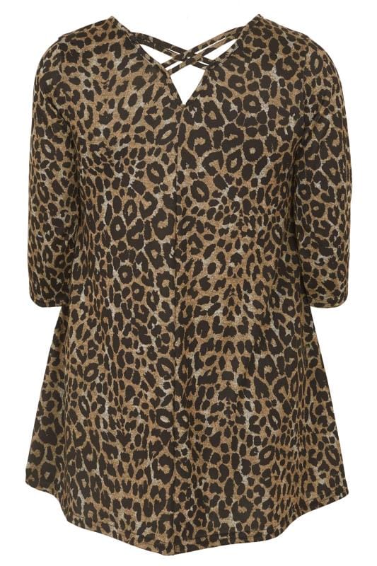 Leopard Print Top With Cross Over Back, Plus size 16 to 36 | Yours Clothing