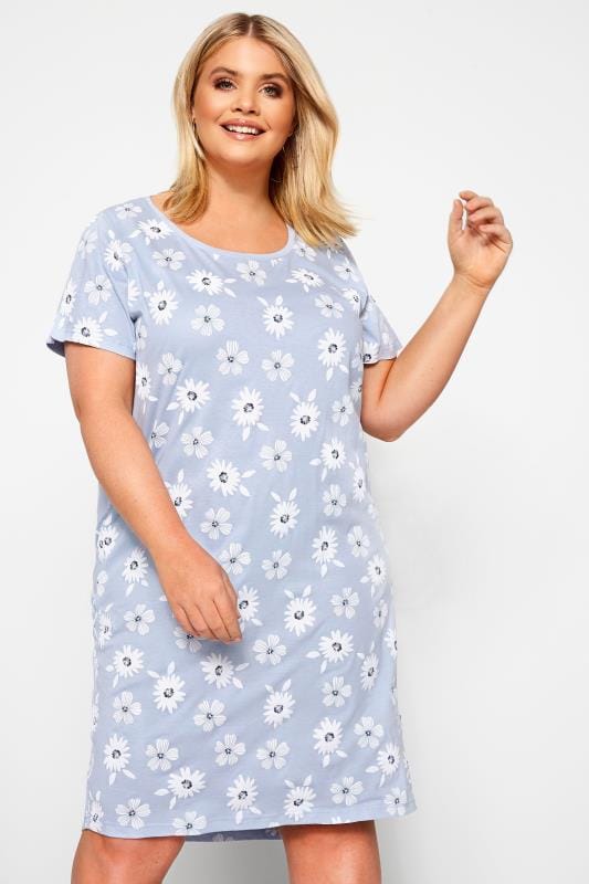 Light Blue Daisy Nightdress | Yours Clothing