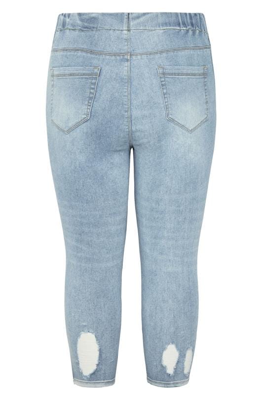 YOURS FOR GOOD Curve Light Blue Distressed Cropped JENNY Jeggings 6