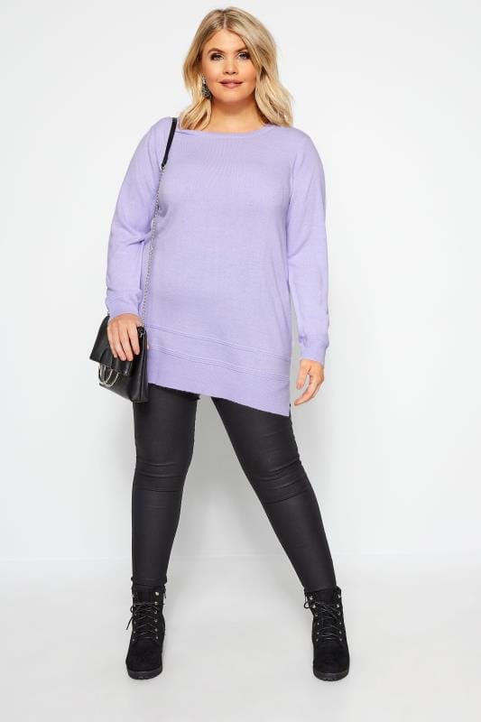 Lilac Cashmilon Knitted Jumper | Yours Clothing