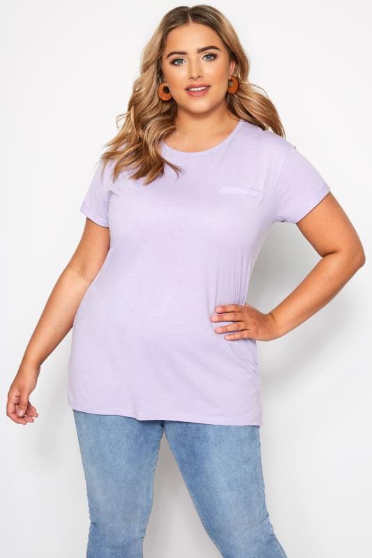 Download Lilac Mock Pocket T-Shirt | Sizes 16-36 | Yours Clothing