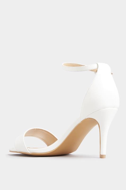 White Strappy Heels In Extra Wide Fit 