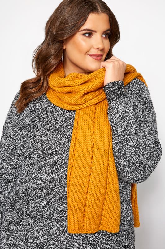 mustard yellow knit scarf