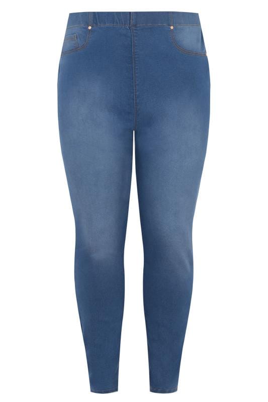 YOURS FOR GOOD Mid Blue Pull On Bum Shaper LOLA Jeggings | Yours Clothing 4