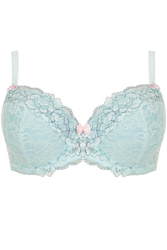 Mint Green & Blue Two Tone Floral Lace Underwired Bra With Moulded Cups ...