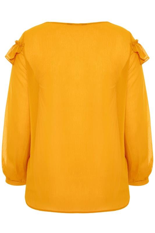 Mustard Yellow Frill Chiffon Blouse | Yours Clothing