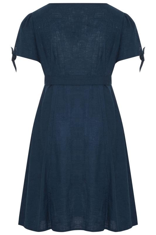 Navy Button Through Cotton Dress | Yours Clothing