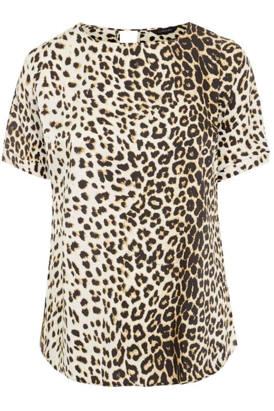 Natural Leopard Print Shell Top | Yours Clothing