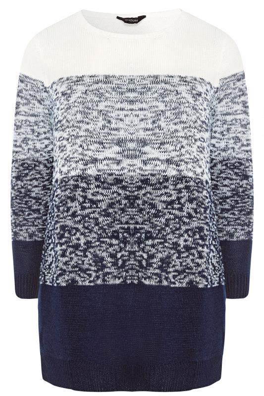Navy & Cream Colour Block Knitted Jumper | Sizes 16-36 | Yours Clothing 3