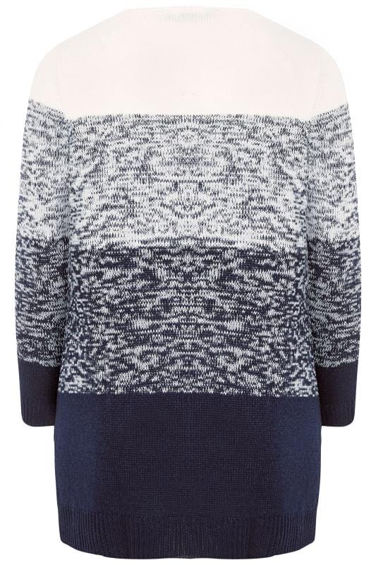 Navy & Cream Colour Block Knitted Jumper | Sizes 16-36 | Yours Clothing 4