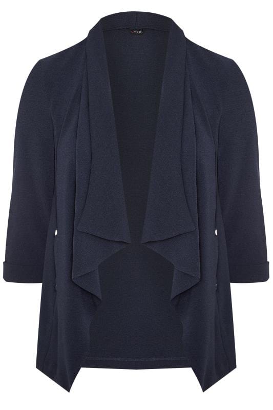Navy Crepe Waterfall Jacket | Yours Clothing