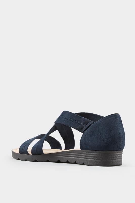 Navy Closed Back Cross Over Sandals In Extra Wide Fit | Yours Clothing