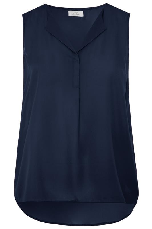 YOURS LONDON Navy Lapel Shell Top | Yours Clothing 5
