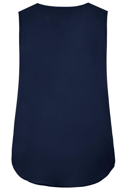 YOURS LONDON Navy Lapel Shell Top | Yours Clothing 6