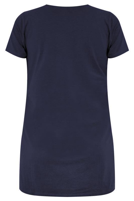 Plus Size Navy Blue Longline T-Shirt | Yours Clothing 5