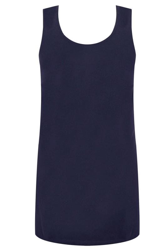 Plus Size Navy Blue Longline Vest Top | Yours Clothing 6