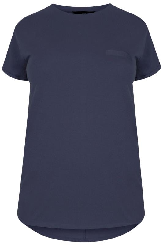 YOURS FOR GOOD Curve Navy Blue Pocket T-Shirt_8e3b.jpg
