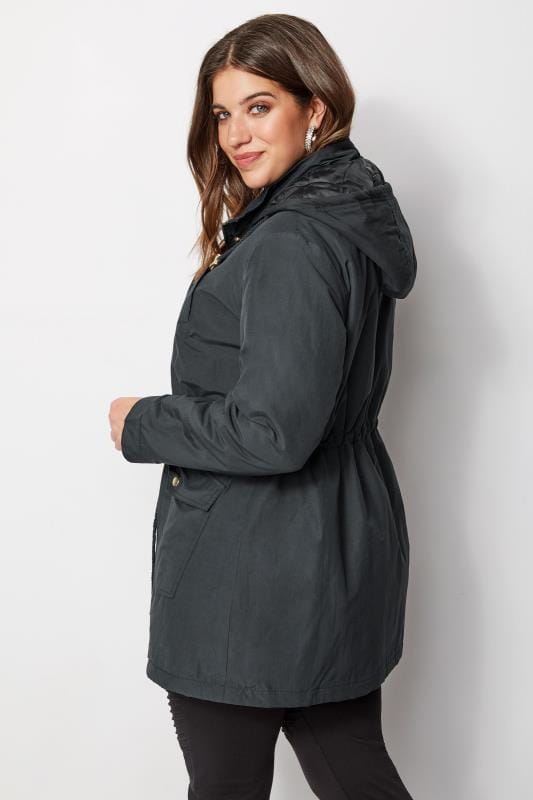 Navy Showerproof Coat, Plus size 16 to 36 | Yours Clothing