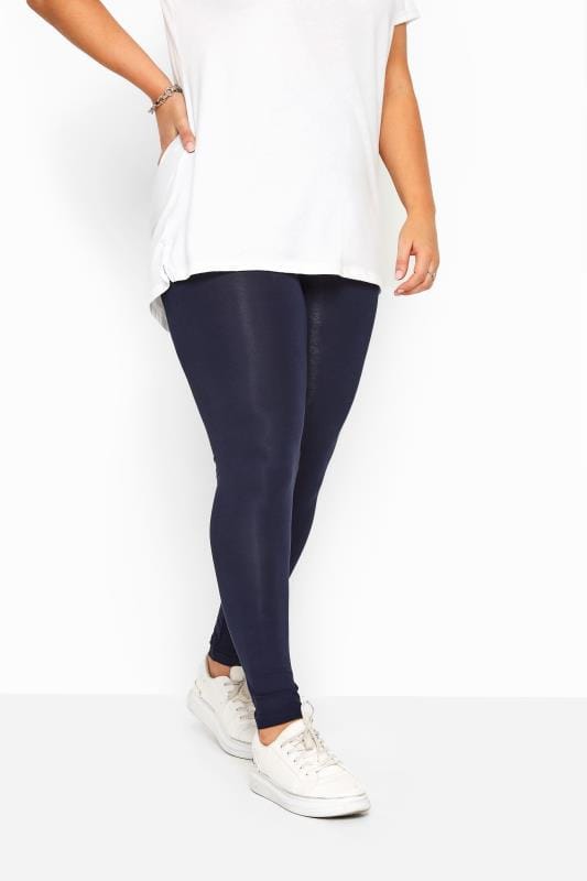Plus Size Navy Blue Soft Touch Leggings | Yours Clothing 2