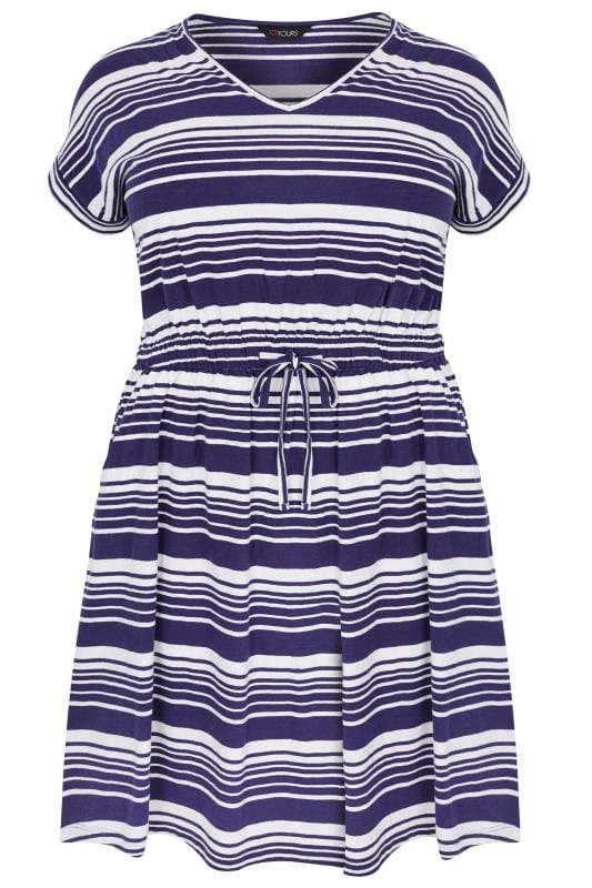 Plus Size Navy Stripe T-Shirt Dress | Sizes 16 to 36 | Yours Clothing
