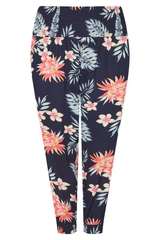 Navy Tropical Harem Trousers | Plus Sizes 16 to 36 | Yours Clothing 4